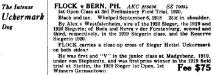 Flock von Bern's 1920's Bulletin Kennel ad from Rexden Belcarza